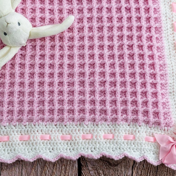 Crochet Baby Blanket Pattern, Waffle Stitch Crochet Baby Blanket Pattern by Maisie and Ruth | *Instant Download* | **PATTERN ONLY**