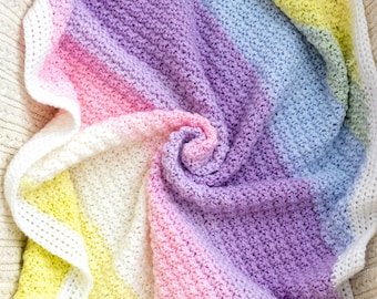 Mönster för virkad babyfilt | PDF + videoinstruktion | Suzette Stitch, C2C-stil | Direktnedladdning