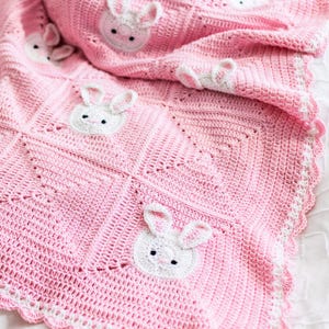 CROCHET PATTERN + VIDEO | Crochet Bunny Blanket Pattern | Crochet Patterns by Maisie and Ruth | Pdf Pattern in English & Español / Spanish