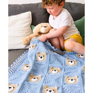 Printable crochet teddy bear baby blanket pattern