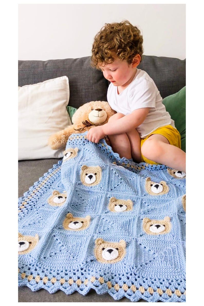 Printable crochet teddy bear baby blanket pattern