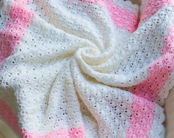 CROCHET PATTERN + VIDEO | Crochet Baby Blanket Pattern with 3D Crochet Bow | Crochet Patterns by Maisie and Ruth | *Instant Download*
