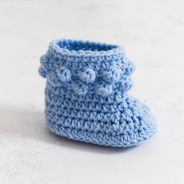 Crochet Baby Booties Pattern, Easy Bobble Stitch Crochet Baby Bootie Pattern by Maisie and Ruth | *Instant Download* | **PATTERN ONLY**