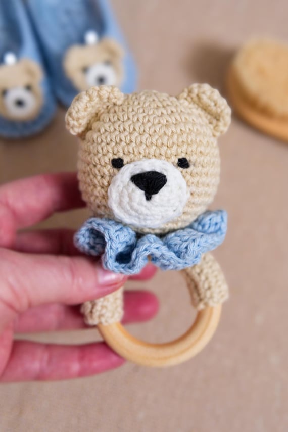 Crochet Baby Rattle Pattern, Teddy Bear Amigurumi (PDF Pattern + Video Tutorial)