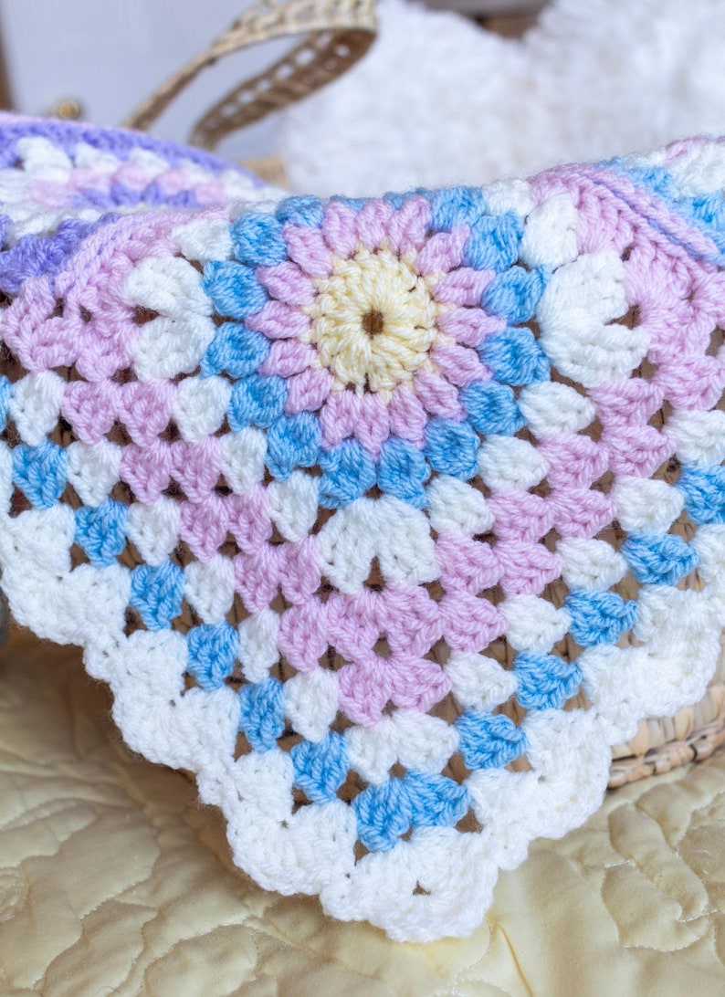 Crochet Baby Blanket Pattern, Crochet Sunburst Granny Square Blanket Pattern by Maisie and Ruth Instant Download PATTERN ONLY image 3