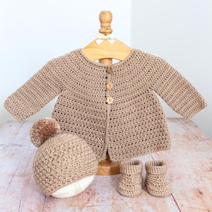 CROCHET PATTERN + VIDEO | Crochet Baby Cardigan Pattern | Easy Crochet Baby Sweater Pattern by Maisie and Ruth | *Instant Download*