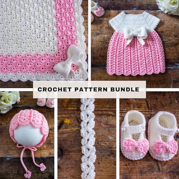 Crochet Pattern Bundle, Crochet Baby Set Pattern by Maisie and Ruth | *Instant Download* | **PDF PATTERNS ONLY**