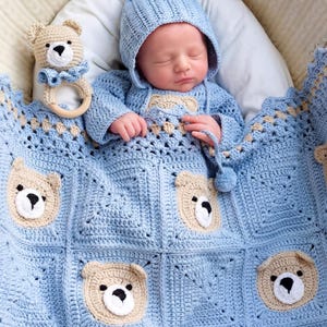 Digital crochet teddy bear blanket tutorial