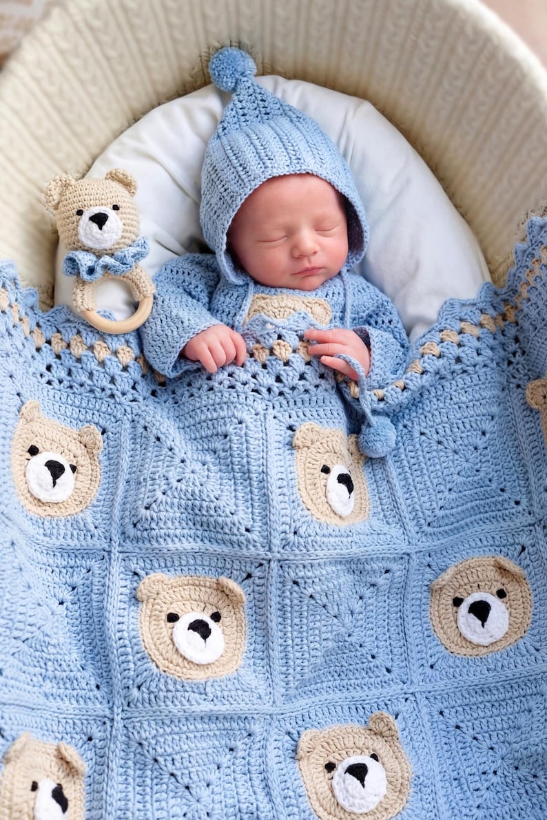 Digital crochet teddy bear blanket tutorial