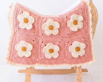 Cozy Petals Baby Blanket Crochet Pattern PDF | + Video Tutorial | Chunky Flower Granny Square