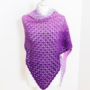 CROCHET PATTERN + VIDEO | Crochet Shawl Pattern | Triangle Lace Shawl Pattern by Maisie and Ruth | *Instant Download*