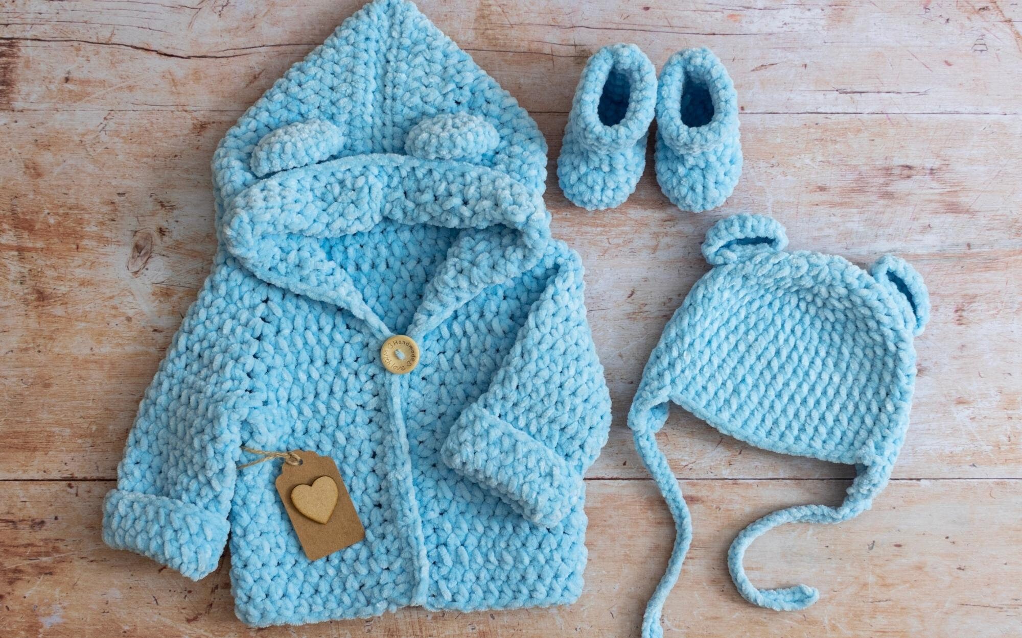 Crochet baby hooded cardigan best sale