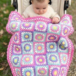 Crochet Baby Blanket Pattern | PDF + Video Tutorial | Easy Sunburst Granny Square | Baby Shower Gift image 8