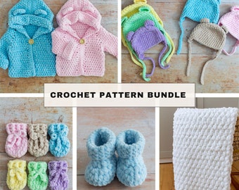 Crochet Pattern Bundle, Crochet Baby Set Pattern Bundle by Maisie and Ruth | *Instant Download* | **PDF PATTERNS ONLY**