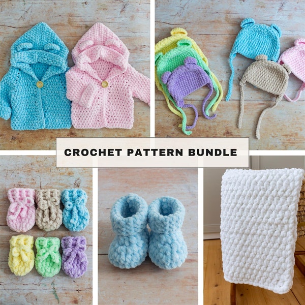 Crochet Pattern Bundle, Crochet Baby Set Pattern Bundle by Maisie and Ruth | *Instant Download* | **PDF PATTERNS ONLY**