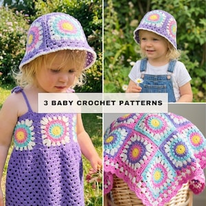 Crochet Pattern Bundle | + Video Tutorial | Baby Dress, Hat & Blanket PDF | Easy Child Outfits