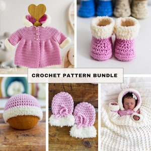 Crochet Pattern Bundle, Crochet Baby Set Pattern by Maisie and Ruth Instant Download PDF PATTERNS ONLY image 1