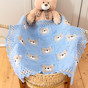 Digital crochet teddy bear blanket tutorial