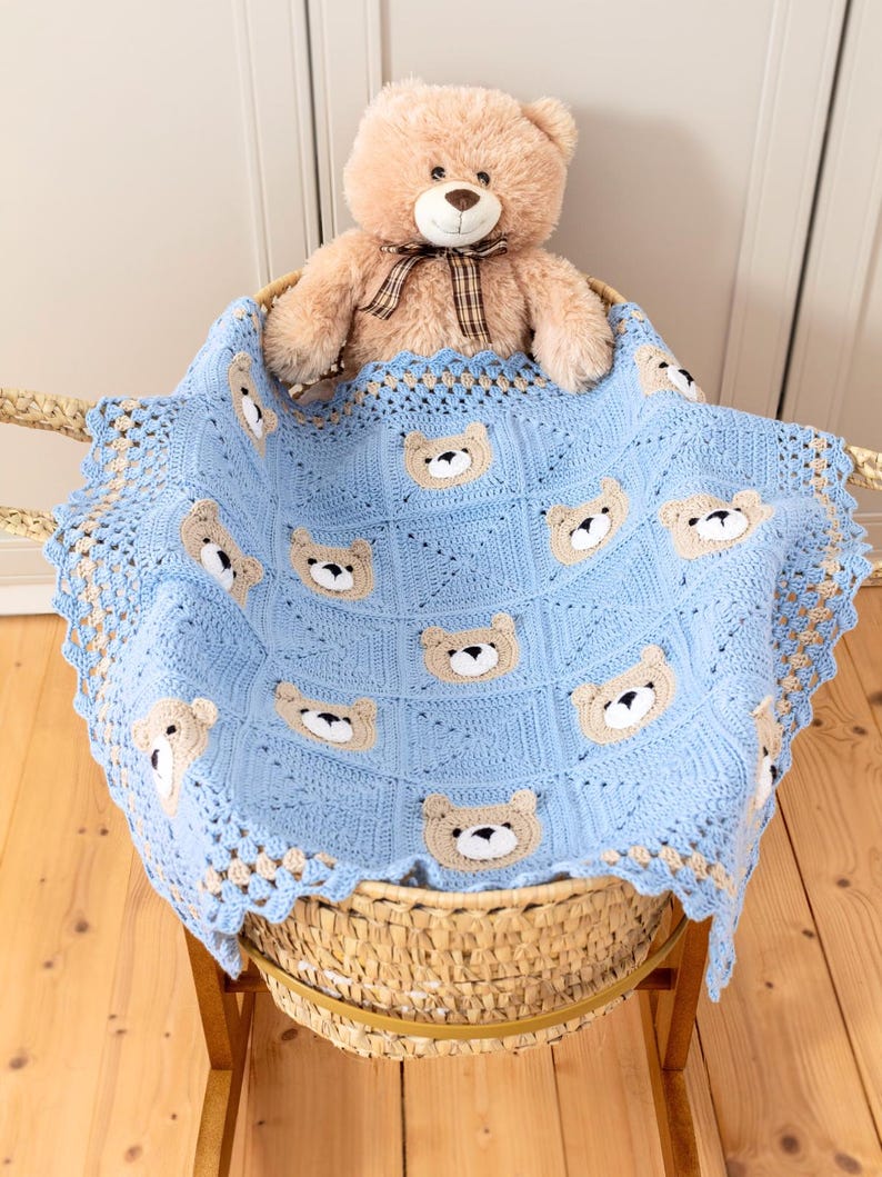 Digital crochet teddy bear blanket tutorial