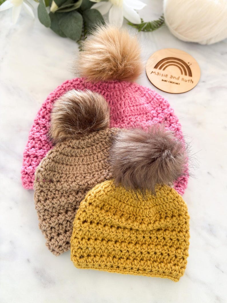 Easy crochet beanie pattern PDF with step-by-step video tutorial