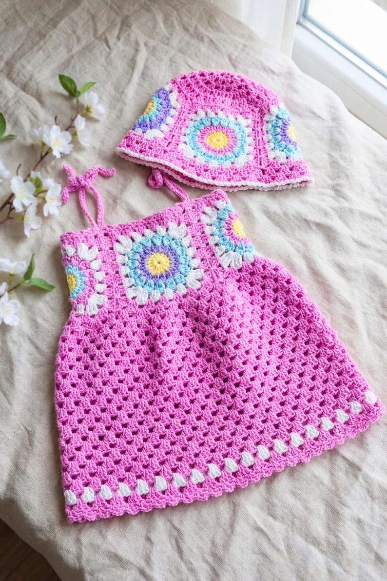 Soft cotton yarn crochet dress for toddlers
