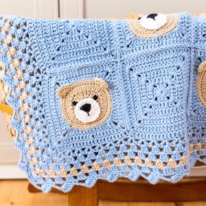 Step-by-step crochet teddy bear blanket instructions