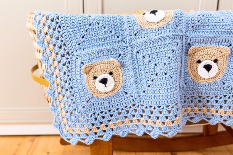 Step-by-step crochet teddy bear blanket instructions
