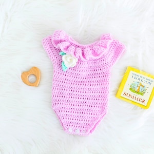 Crochet Baby Romper Pattern with Crochet Rose by Maisie and Ruth | *Instant Download* | **PATTERN ONLY**