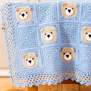 Baby shower gift crochet teddy bear blanket