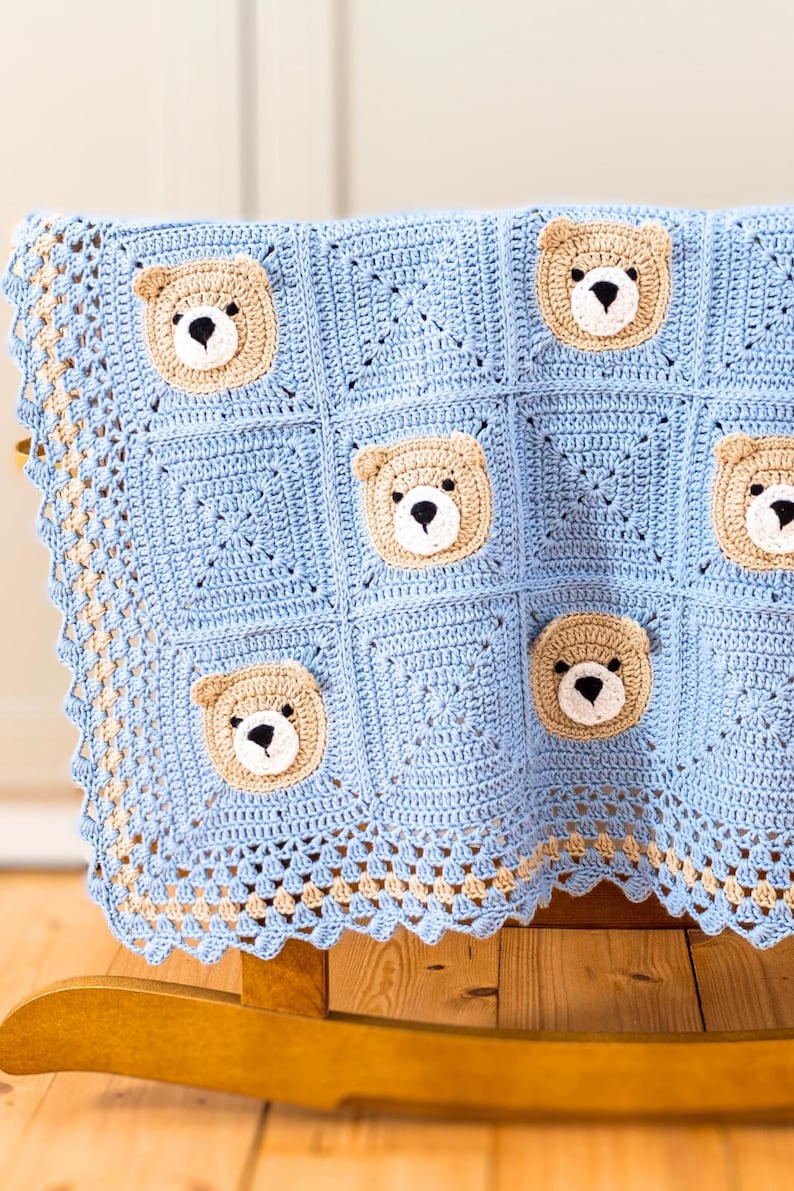Baby shower gift crochet teddy bear blanket