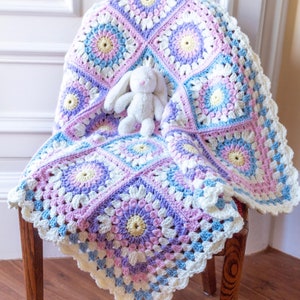 Crochet Baby Blanket Pattern, Crochet Sunburst Granny Square Blanket Pattern by Maisie and Ruth Instant Download PATTERN ONLY image 2