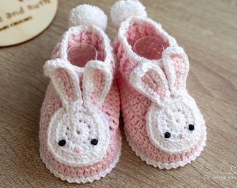 Crochet Bunny Baby Booties Pattern, Easy Crochet Baby Bootie Pattern by Maisie and Ruth | *Instant Download* | **PATTERN ONLY**