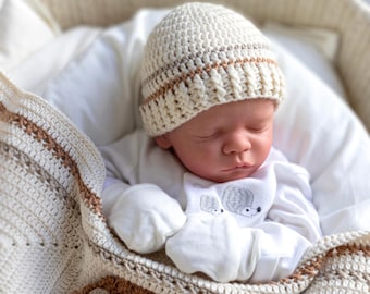 CROCHET PATTERN + VIDEO | Crochet Striped Baby Hat | Easy Crochet Stripey Beanie Pdf Pattern | *Instant Download*