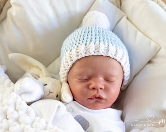 Crochet Baby Hat Pattern, Crochet Two Toned Baby Beanie Pattern by Maisie and Ruth | *Instant Download* | **PATTERN ONLY**