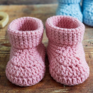 Crochet Baby Booties Pattern, Easy Crochet Baby Bootie Pattern by Maisie and Ruth Instant Download PATTERN ONLY image 1