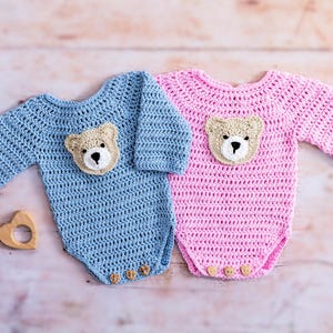 CROCHET PATTERN + VIDEO / Crochet Baby Romper Pattern With Teddy ...