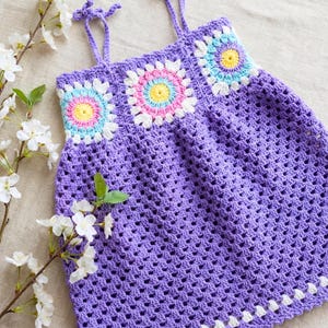 Flat lay of crochet dress pattern