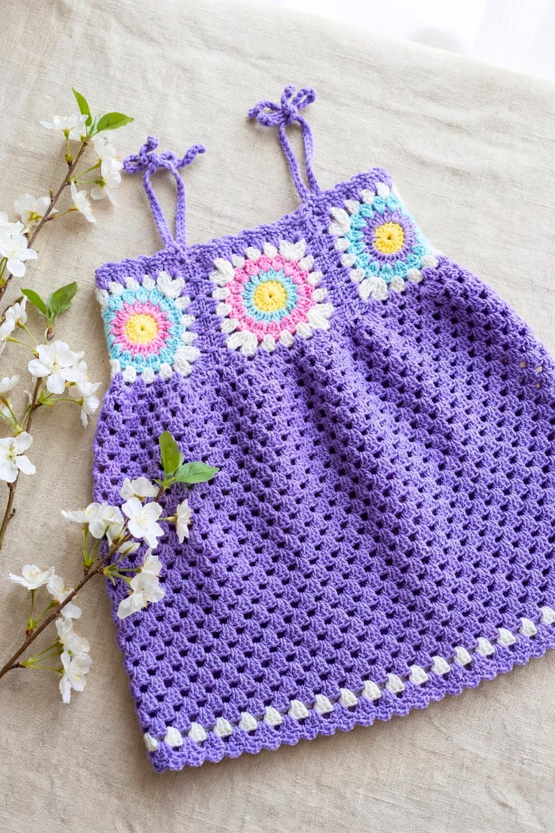 Flat lay of crochet dress pattern