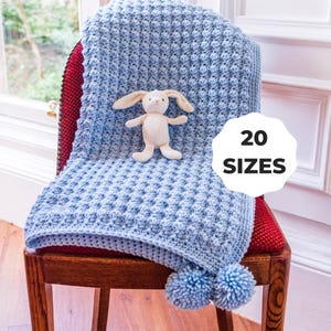 Crochet Pattern + Video Tutorial | Barclay Baby Blanket | 20 Sizes | Lovey to King Size | Easy Chunky Lapghan & Throw