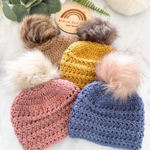 Handmade crochet beanie featuring the Willow Ridge stitch texture