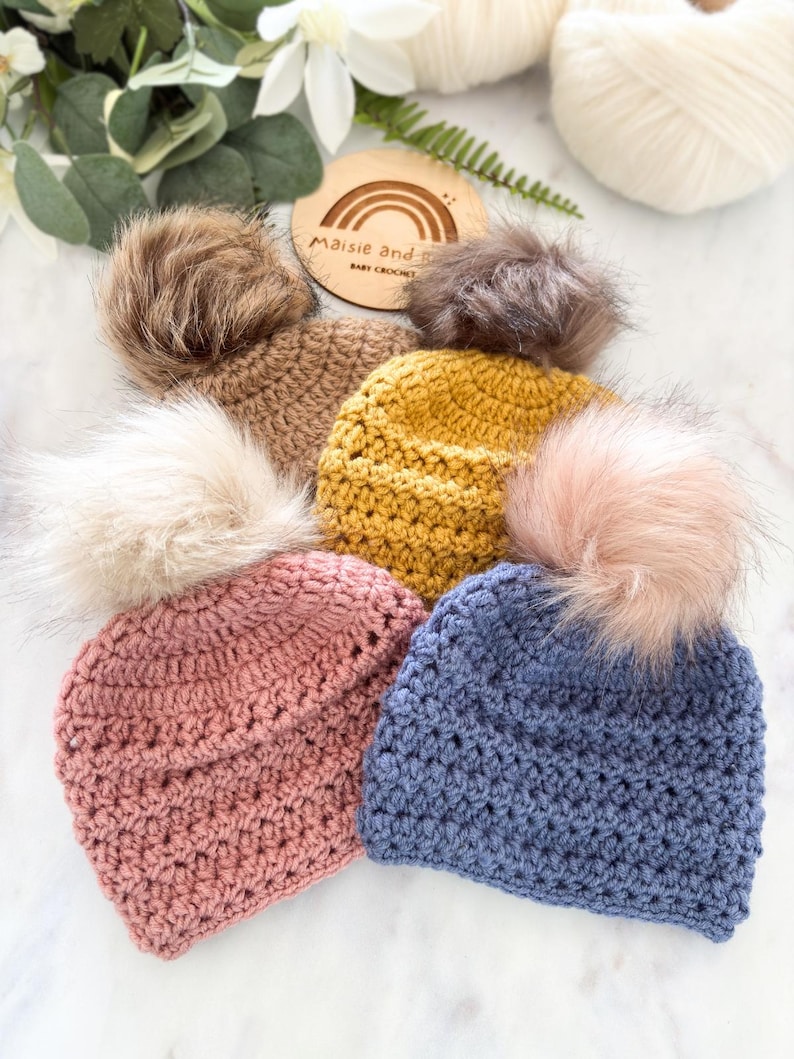 Handmade crochet beanie featuring the Willow Ridge stitch texture