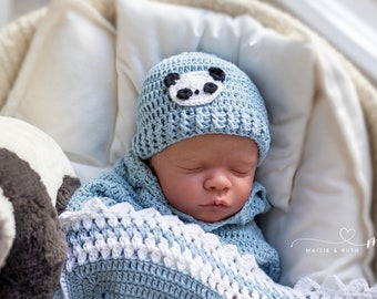 Crochet Baby Hat Pattern, Crochet Panda Baby Beanie Pattern by Maisie and Ruth | *Instant Download* | **PATTERN ONLY**