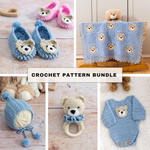 Crochet Pattern Bundle, Crochet Teddy Bear Set Pattern Bundle by Maisie and Ruth Instant Download PDF PATTERNS ONLY image 1