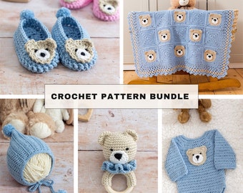 Crochet Pattern Bundle, Crochet Teddy Bear Set Pattern Bundle by Maisie and Ruth | *Instant Download* | **PDF PATTERNS ONLY**