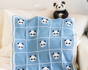 Crochet Panda Baby Blanket Pattern | Crochet Patterns by Maisie and Ruth | *Instant Download* | **PATTERN ONLY**