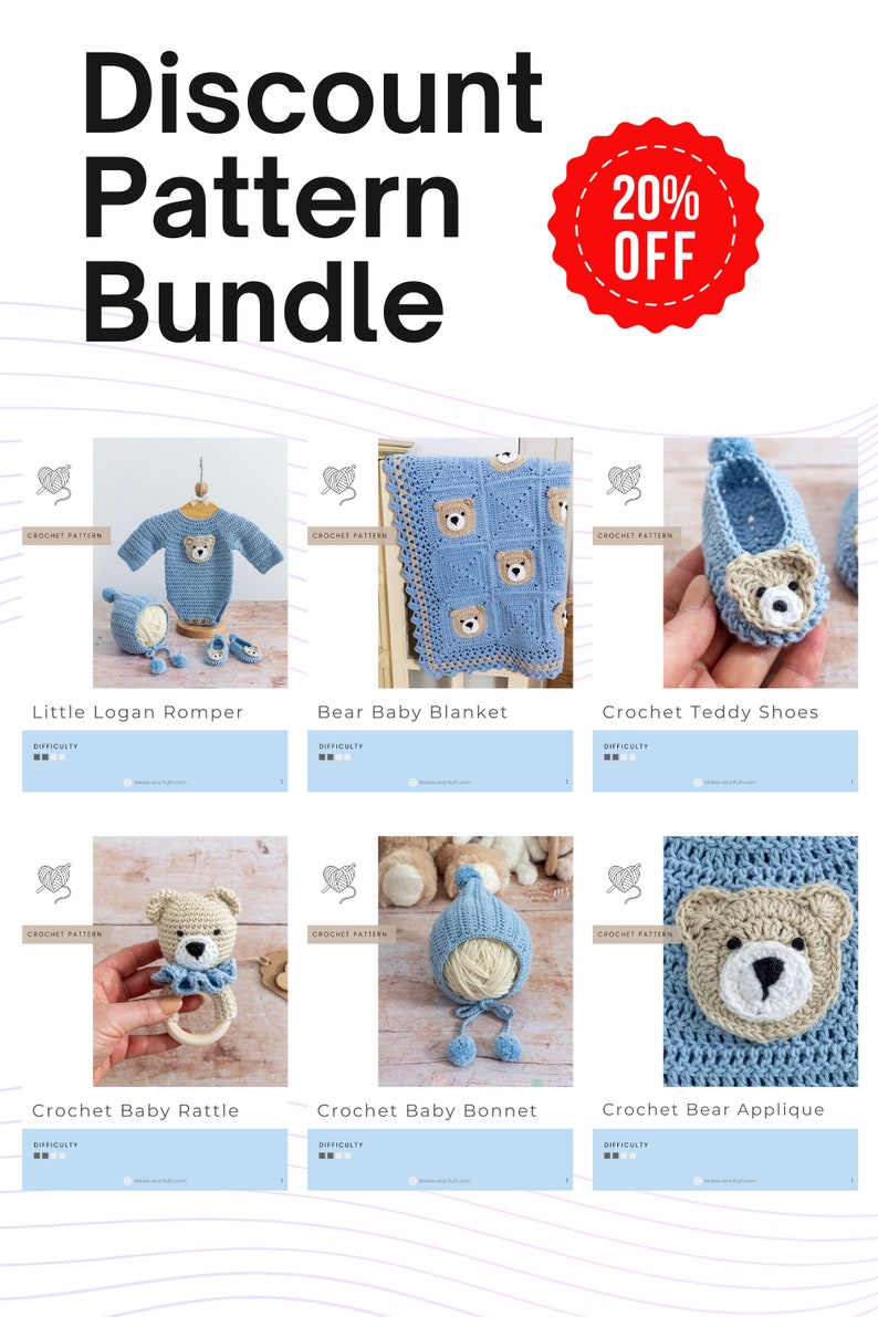 Crochet Pattern Bundle, Crochet Teddy Bear Set Pattern Bundle by Maisie and Ruth Instant Download PDF PATTERNS ONLY image 2