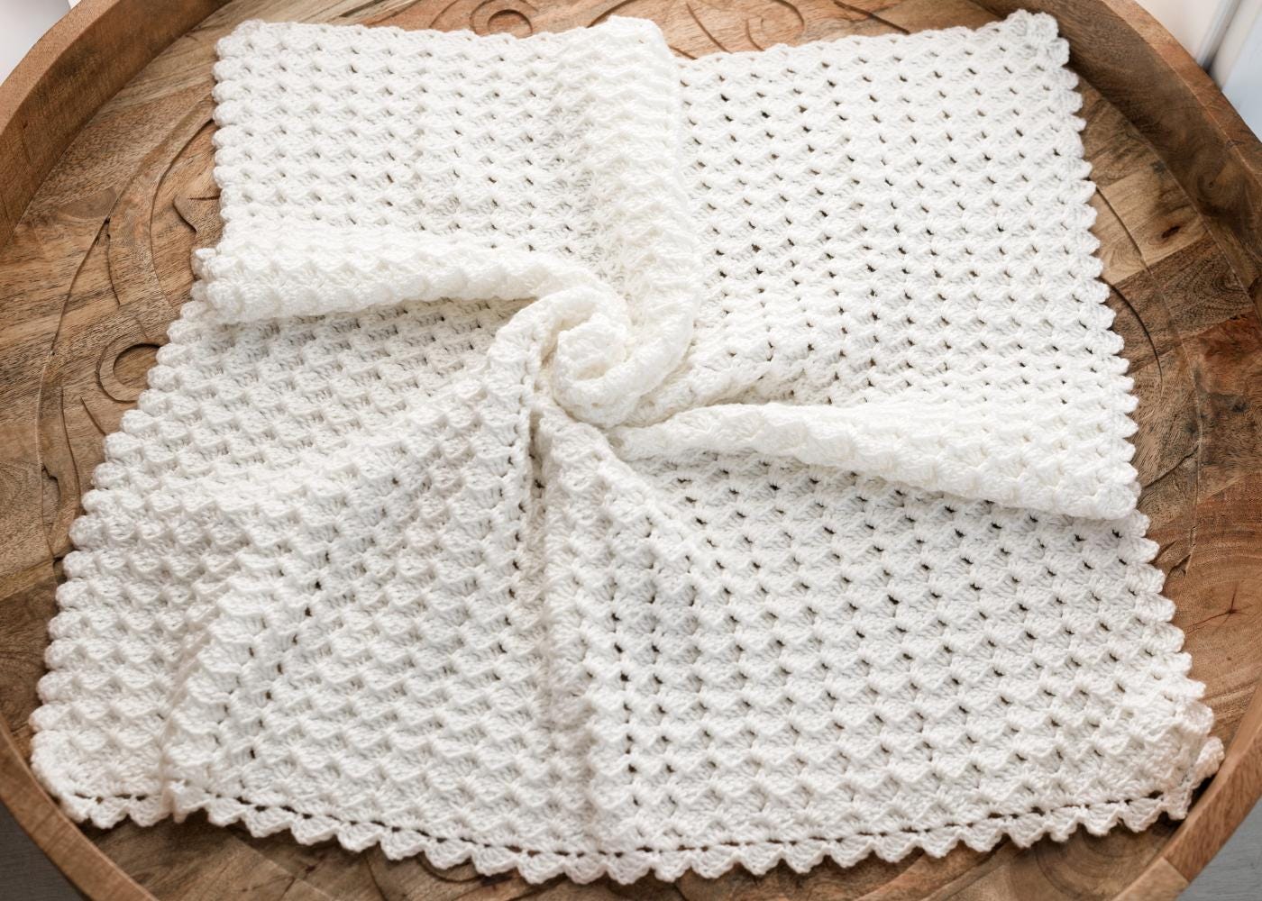 CROCHET PATTERN + VIDEO | Crochet Baby Blanket Pattern with 3D Bow | Shell Stitch Blanket Pattern by Maisie and Ruth | *Instant Download*