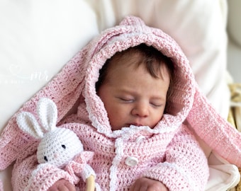 Crochet Bunny Baby Cardigan Pattern, Crochet Baby Hoodie Pattern by Maisie and Ruth | *Instant Download* | **PATTERN ONLY**