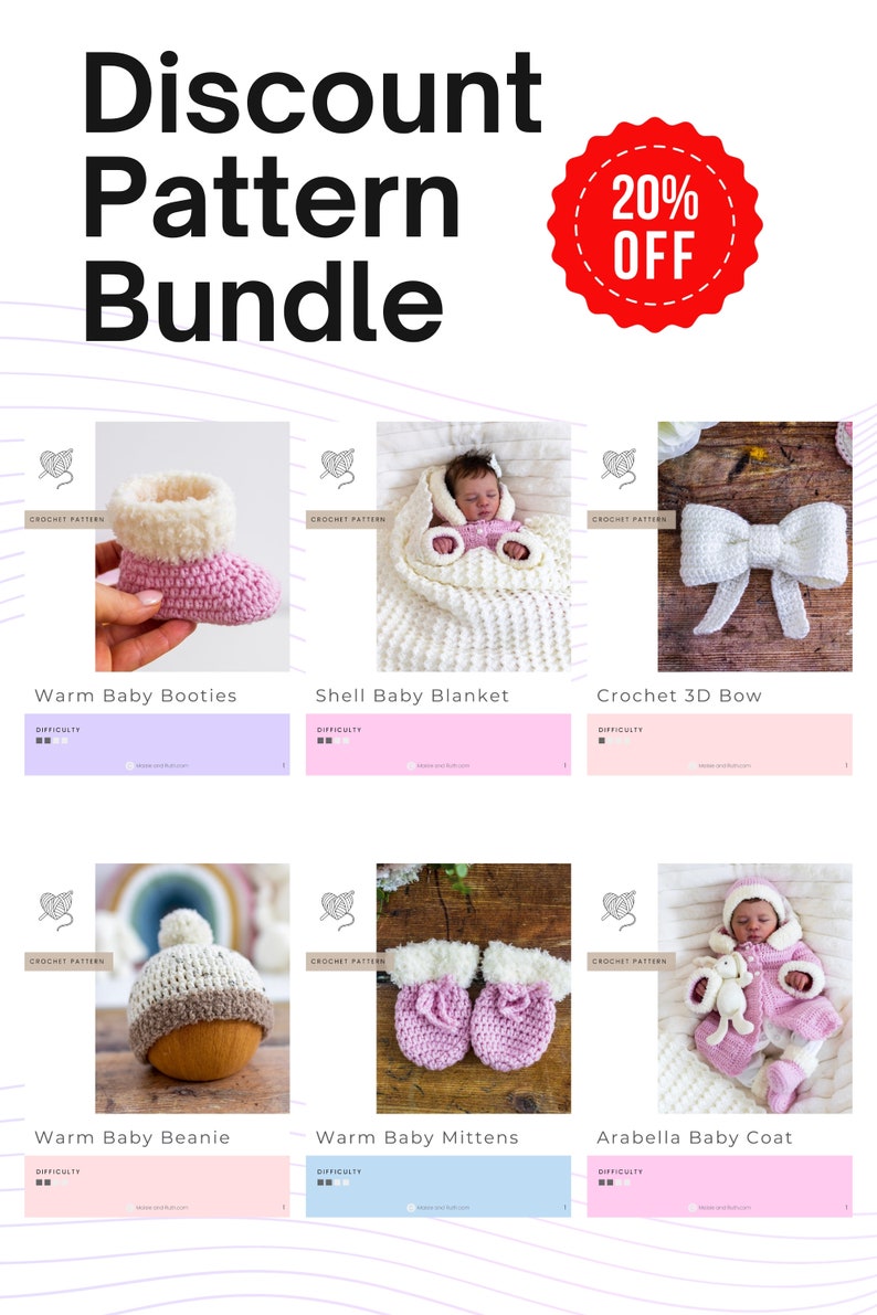 Crochet Pattern Bundle, Crochet Baby Set Pattern by Maisie and Ruth Instant Download PDF PATTERNS ONLY image 2