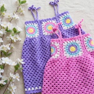 Front view of handmade crochet dress for toddler
